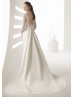 Three Quarter Sleeve Ivory Lace Satin Wedding Dress